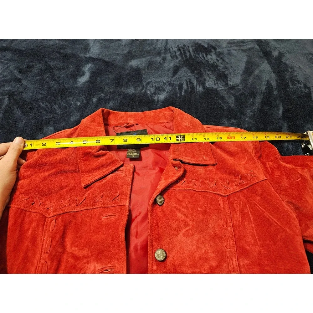 JouJou Skins Red Suede Leather Fringe Jacket and Matching Bag Set Womens Medium